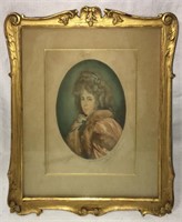 Pencil Signed Hand Colored Portrait Engraving