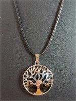 Tree of Life pendant with 24-in leather wrapped