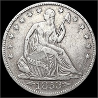 1853 Arws & Rays Seated Liberty Half Dollar