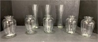 8 Vases Small Glass Clear