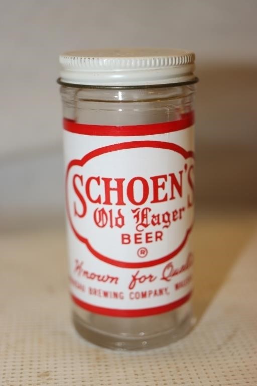 Vintage Schoen's Old Lager Glass Salt Shaker: