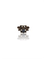 Aged Gold Victorian Bee Blue Topaz Sapphire Ring