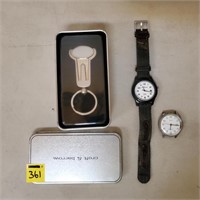 Timex Wristwatches, Croft & Barrow Tin w/ Keychain