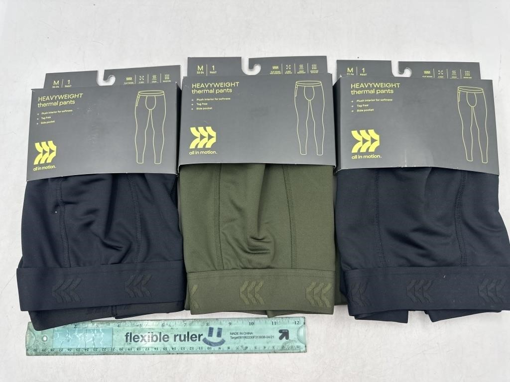 NEW Lot of 3- Heavy Weight Thermal Pants 32-34 M