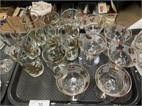 Set of 14 vintage leaf glasses.
