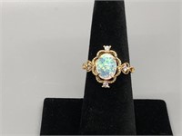 Opalescent , Diamond and Gold Ring