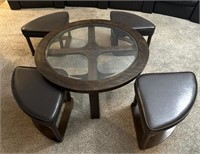 Round coffee table w/ 4 underneath chairs