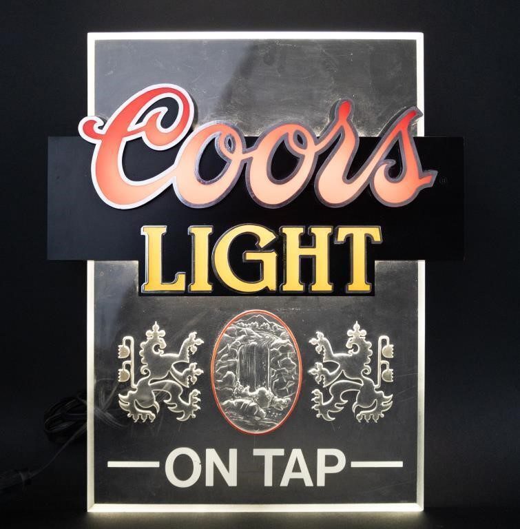 Vintage Coors Light On Tap Edge Lit Beer Sign