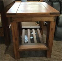 HEAVY WOOD END TABLE