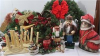 Christmas Lot-3 Wreaths, Nutcrackers,Christmas Cat