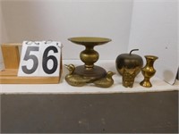 Collection Of Brass Items Includes Candle -