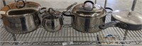 GORUP OF STAINLESS AND ASSORTED POTS