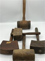 Primitive Antique Handcrafted Wooden Mallets