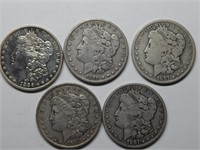 (5) Morgan Silver Dollars Assorted Dates
