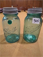 2 ball mason jars w zinc lids number 2&3