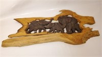 Carved Wood Wall Art Plaque Elephant Design