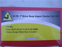 10pc 1" Drive Deep Impact Socket Set