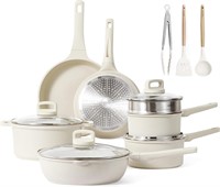 CAROTE 14pcs Kitchen Cookware Sets  Cream Beige