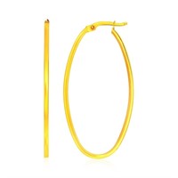 14k Gold Slim Oval Shape Hoop Earrings