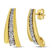 10k Gold-pl. Round 1.00ct Diamond Huggie Earrings