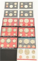 (10) US proof coin sets:  1969 through 1974