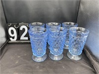 $6 Vintage Indiana White Hall Blue Cubists Glasses