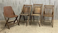 Four Wooden Folding Chairs