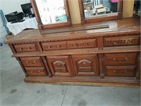 Vintage Dresser with two mirrors , 9 drawers