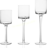 BTGLLAS Set of 3 Glass Candlestick Holders 6cm