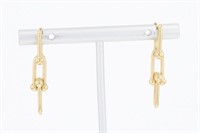 18 Kt Fancy Link Chain Dangle Earrings
