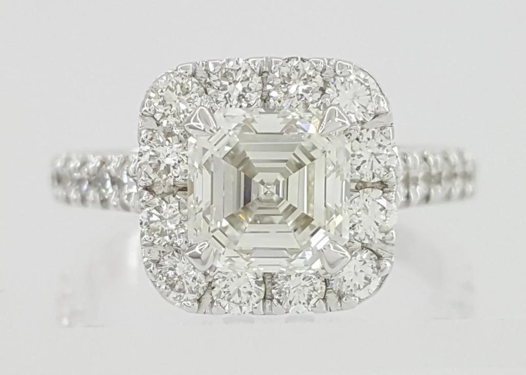 2.55 Ct Lab Grown Asscher Cut Diamond Ring 14k