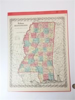 Carte du Colton's Mississippi 1859 map