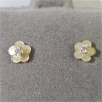 14K  Mother Of Pearl CZ Earrings