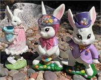 B - LOT OF 3 EASTER BUNNIES 17"T