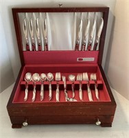 Silverplate flatware set in box