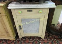 MARBLE TOP WITH PUNCHED TIN PANEL STAND