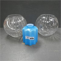 Crystal Glass Bowls & Deco Blue Glass Shade