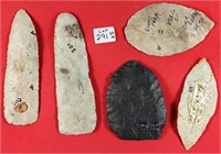Frame of 5 Flint Relics