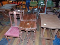 2 wooden tables and chairs
