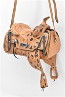 Tooled Leather Saddle Purse / Handbag