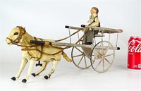 19th c. Donkey and Cart Windup Toy