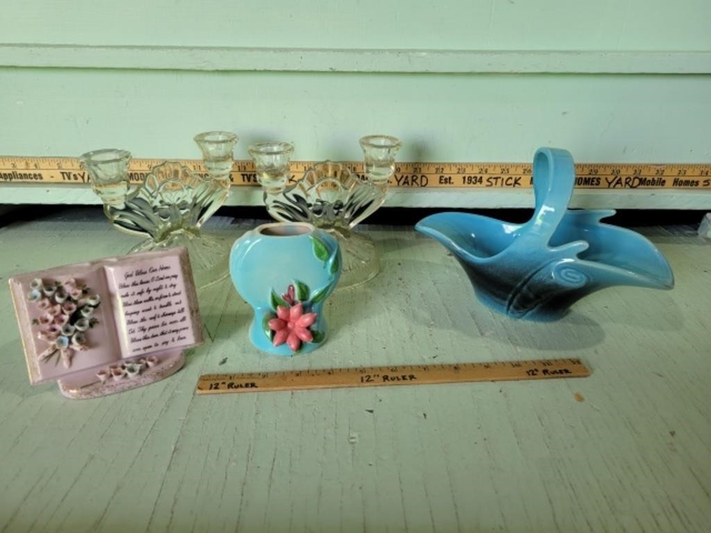 VINTAGE POTTERY, CANDLE HOLDERS