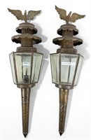 Antique Carriage Oil Lamps w/ Eagle