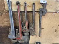 5 LARGE PIPE WRENCHES