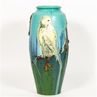 Ephraim Faience Pottery Snowy Owl Vase