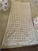 HAND CROCHETED TABLECLOTH 53" X 83"