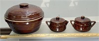 Early Stoneware Covered Pots See Photos for