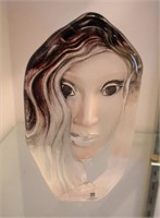 Mats Johasson Sweden Glass Face Sculpture