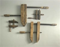 4 Antique Wood Screw Clamps