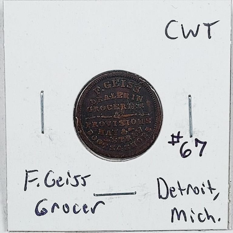 F. Geiss Grocer  Detroit, Mich  CWT Token